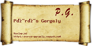 Pörös Gergely névjegykártya